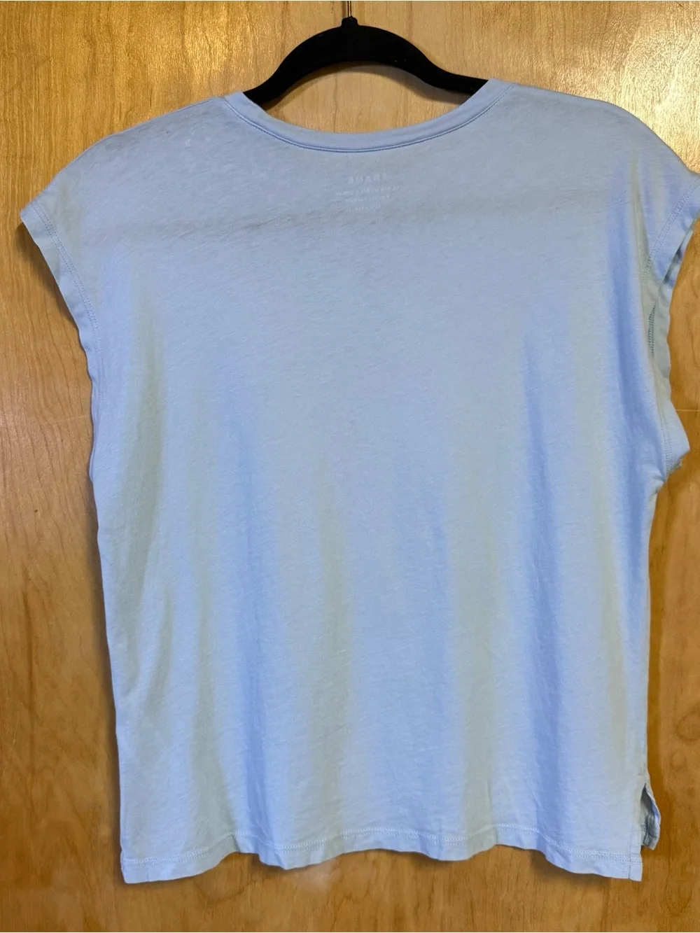 Frame Denim Le Mid Muscle Crew Light Blue Cotton Tee XS